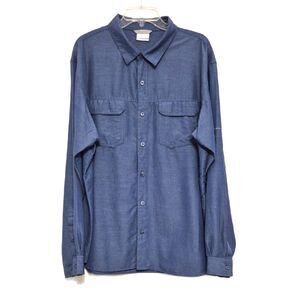 Columbia Shirt Mens XL Blue Omni Wick Long Sleeve Button Up Fishing Nylon